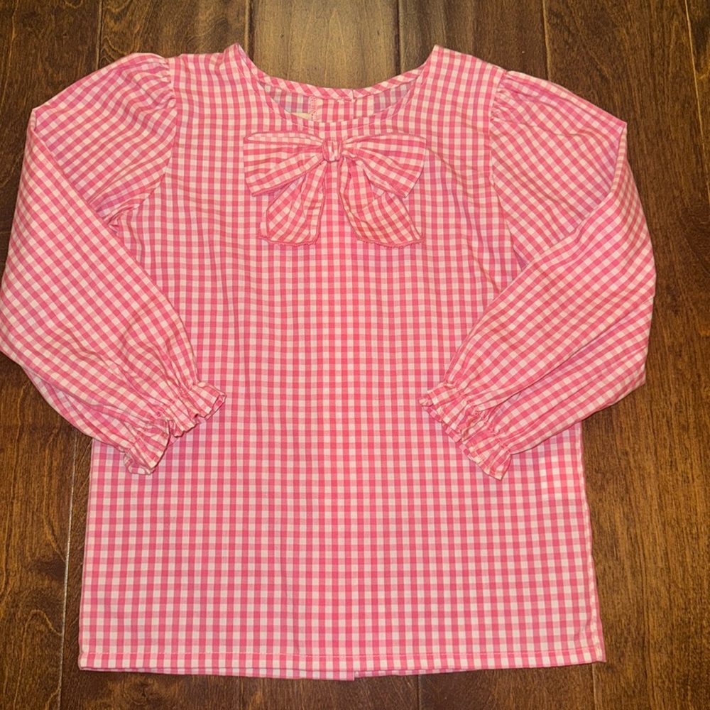 NWOT TBBC Beatrice Bow Blouse - Hamptons Hot Pink Gingham - 7 - Price is firm
